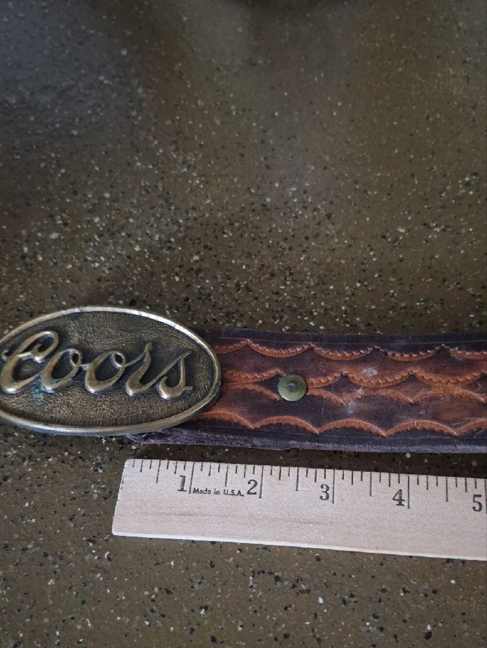 Coors 70s Brown Leather Belt with Oval Coors Buckle Handcrafted Folk